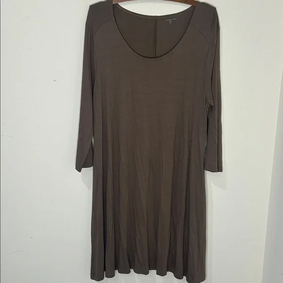 GARNET HILL Knit Trapeze Dress Taupe Brown Size XL - Picture 2 of 15